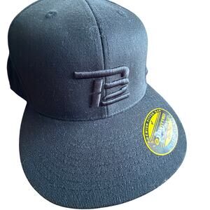 NEW TB12 hat trucker style fitted 7 1/4 - 7 5/8 black on black Tom Brady wool